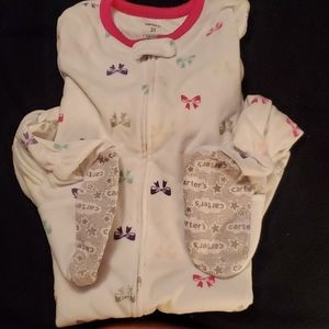 Carter's Girls 3T Fleece with Bows Footed Pajamas
